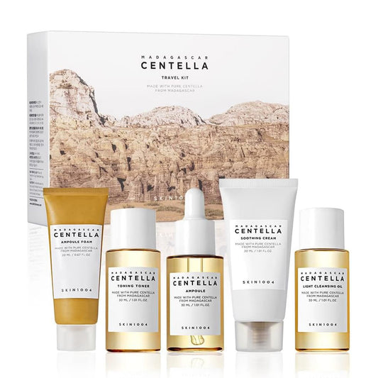 SKIN1004 Madagascar Centella Travel Kit - Cleansing Oil, Foam, Toner, Ampoule, & Cream