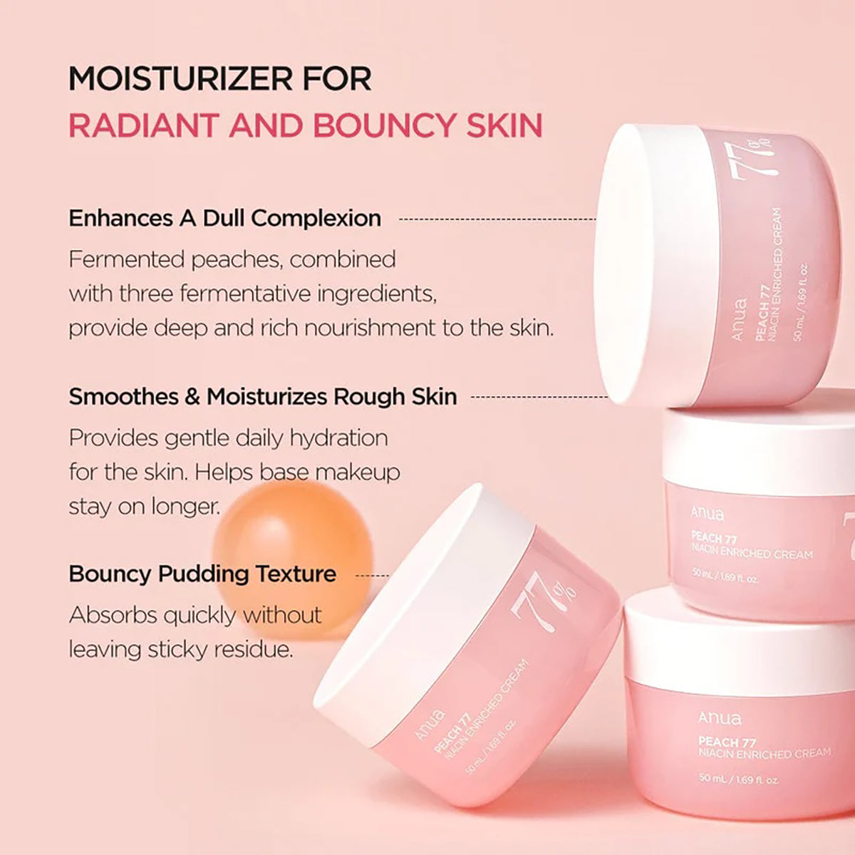 Anua Peach 77 Niacin Enriched Cream (1.69 fl oz/50ml)