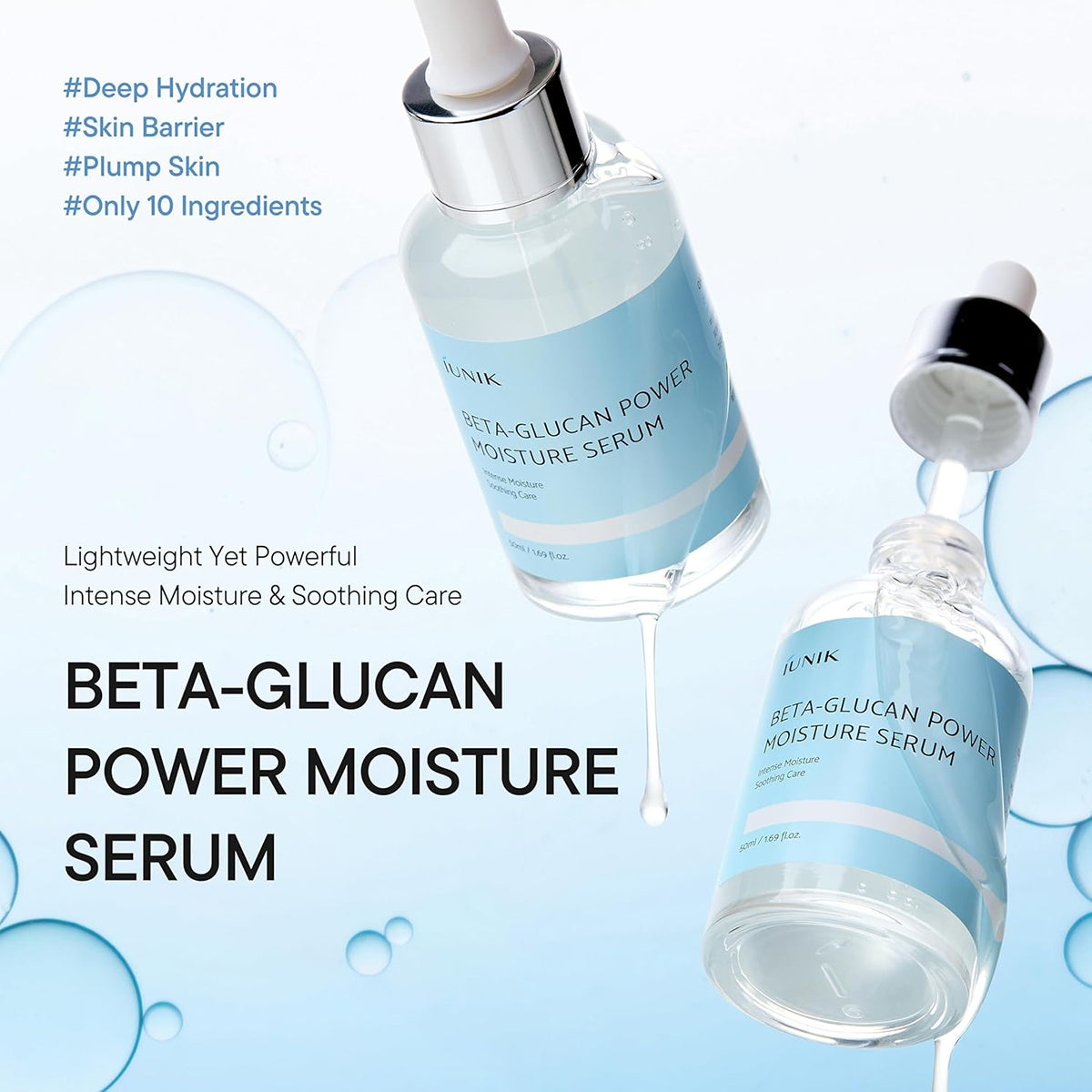 iUNIK Beta-Glucan Power Moisture Serum - Advanced Barrier Support (1.69 fl oz/50ml)
