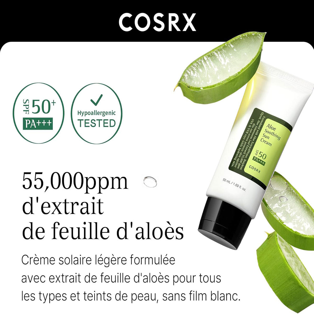 COSRX Aloe Soothing Sun Cream SPF50 PA+++ (1.69 fl oz/50ml)