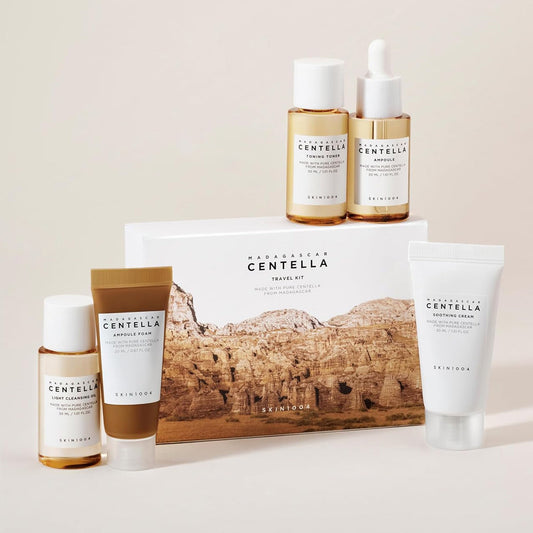 SKIN1004 Madagascar Centella Travel Kit - Cleansing Oil, Foam, Toner, Ampoule, & Cream