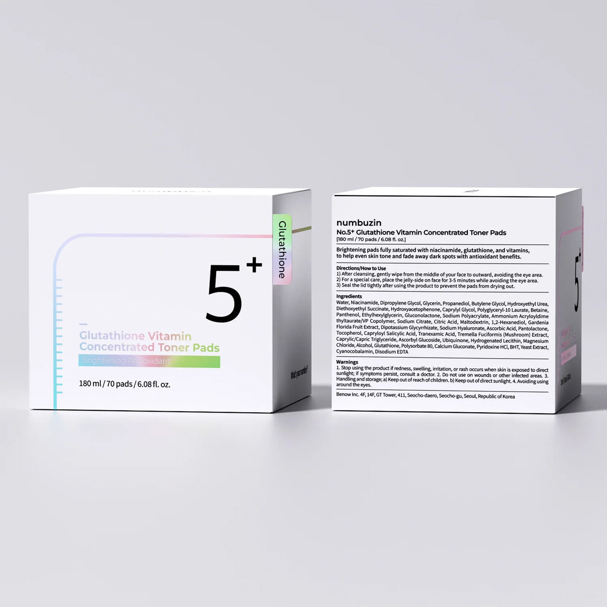 Numbuzin No.5 Vitamin-Niacinamide Concentrated Toner Pads - 70 Pads (6.08 fl oz/180ml)